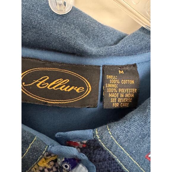 ALLURE Women’s Size Medium Jacket Patchwork Button Front Art To Wear - Picture 3 of 10